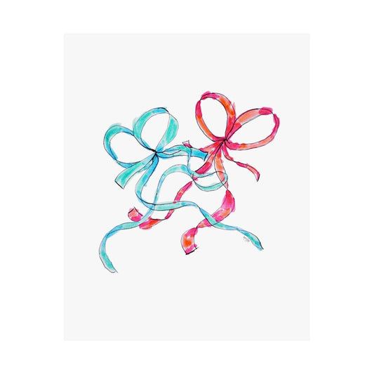 "Intertwined" Blue & Pink Bow Print